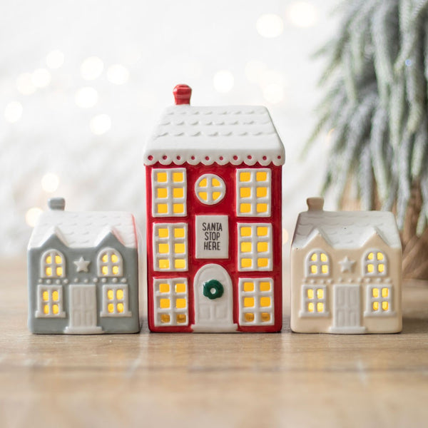 (WAREHOUSE SALE) LED Light Up Christmas Village (Set of 3)