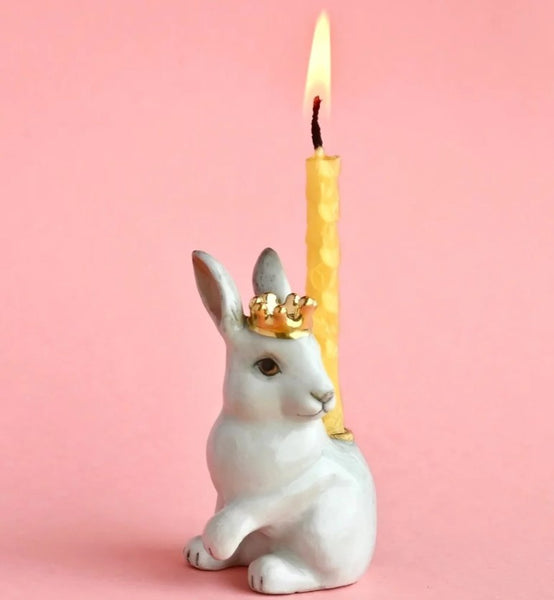 Royal White Rabbit Cake Topper