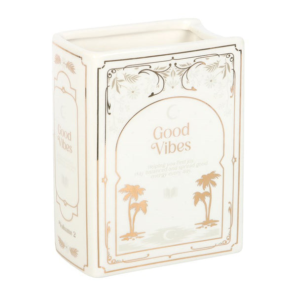Good Vibes Book Shaped Vase
