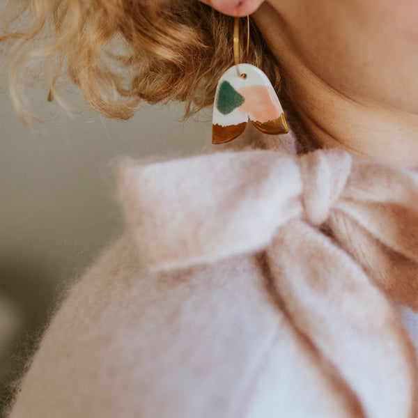 Flower Bell / Drop Porcelain Earrings