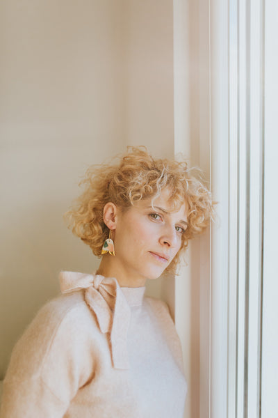 Flower Bell / Drop Porcelain Earrings