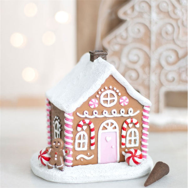 (SECONDS SALE) Pink Gingerbread House Incense Cone Holder