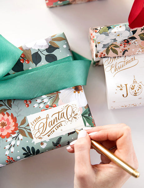Floral Fields Christmas Stickers on a roll - 40 pack