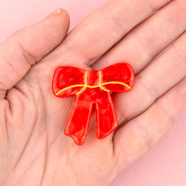 Red Bow Hair Clip