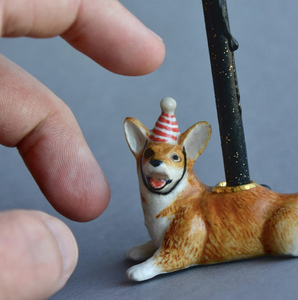 Corgi "Party Animal" Cake Topper