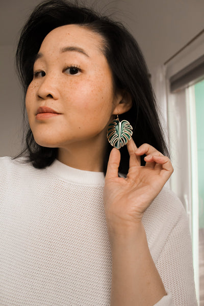 Monstera Drop Earrings