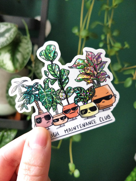 High Maintenance Club Glitter Vinyl Die Cut Sticker