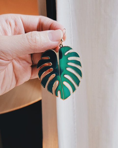 Monstera Drop Earrings