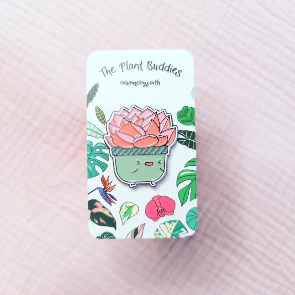 (WAREHOUSE SALE) Echeveria Pink Champaigne Soft Enamel Pin