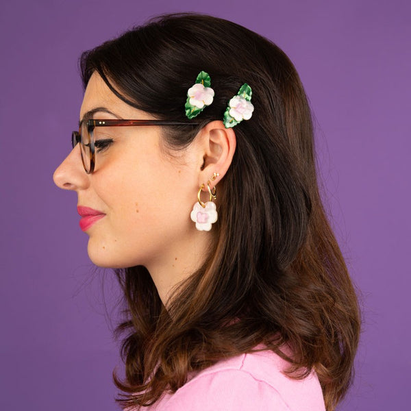 Pink Pansy Hair Clip