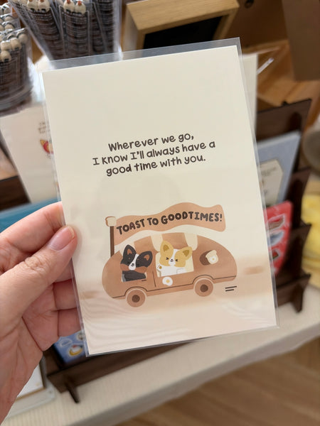 The Happy Feast (Corgiyolk) - Card / Postcard (2 for $8)