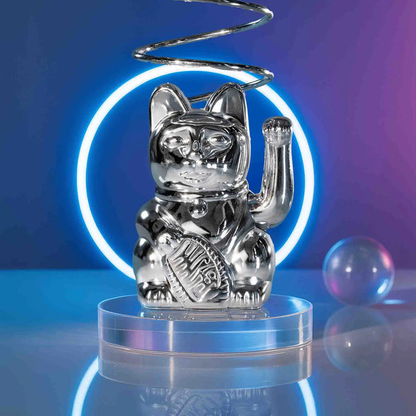 Mini Lucky Cat - Shiny Silver