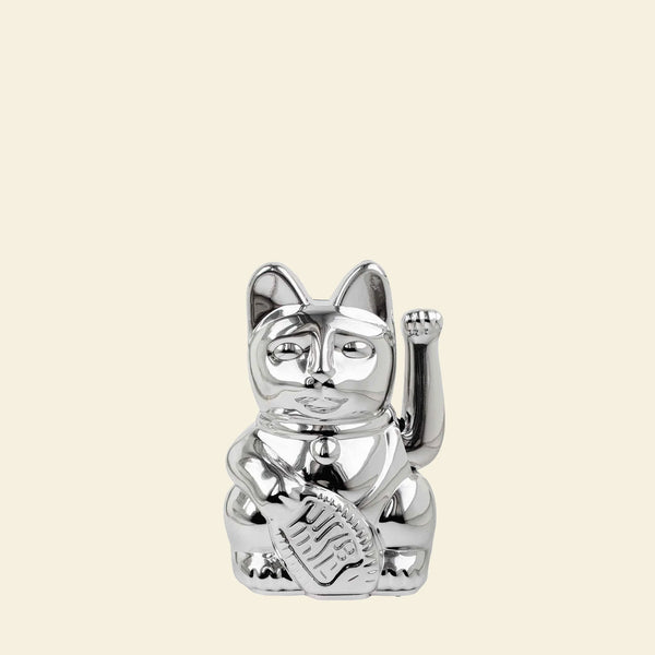 Mini Lucky Cat - Shiny Silver