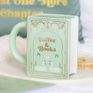 Coffee and Books Green Book Shaped Mug (Launching at Open Studio - 13 September)