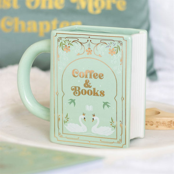 Coffee and Books Green Book Shaped Mug (Launching at Open Studio - 13 September)