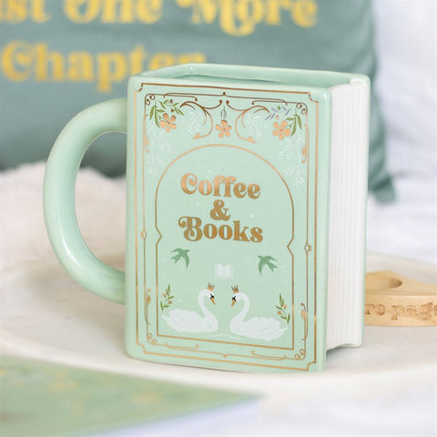 Coffee and Books Green Book Shaped Mug (Launching at Open Studio - 13 September)