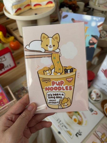 The Happy Feast (Corgiyolk) - Card / Postcard (2 for $8)