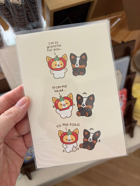 The Happy Feast (Corgiyolk) - Card / Postcard (2 for $8)