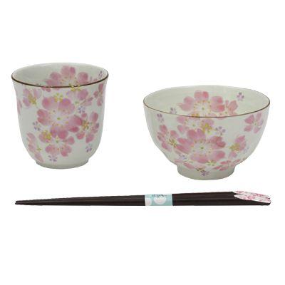 Hana-Matsuri Gift Set (Rice Bowl, Teacup and Chopsticks)