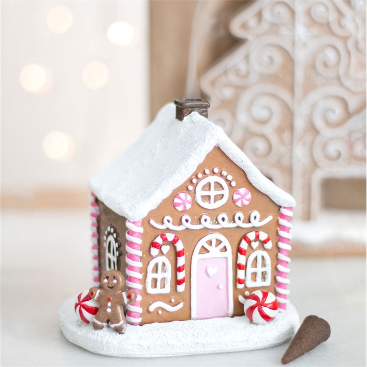 Pink Gingerbread House Incense Cone Holder