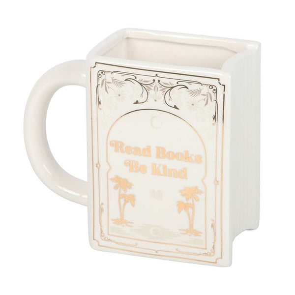 Read Books Be Kind White Book Shaped Mug (Launching at Open Studio - 13 September)