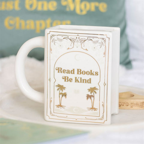 Read Books Be Kind White Book Shaped Mug (Launching at Open Studio - 13 September)