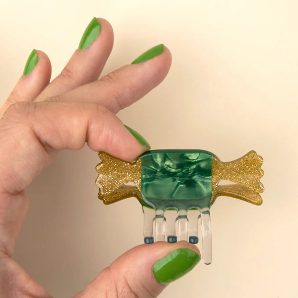 Green Christmas Candy Mini Hair Claw - Available in Boutiques