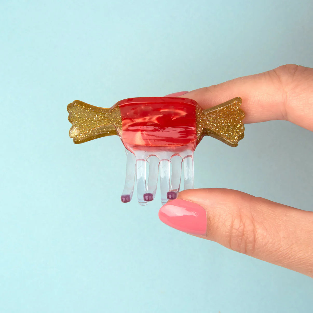 Red Christmas Candy Mini Hair Claw - Available in Boutiques