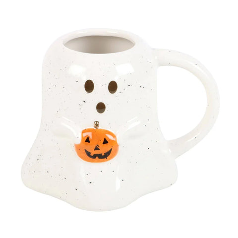 Ghost Shaped Ceramic Mug with Pumpkin