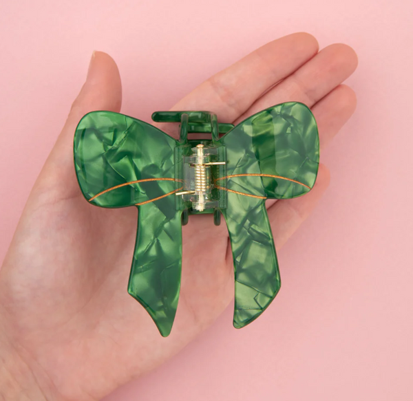 Green Bow Hair Claw