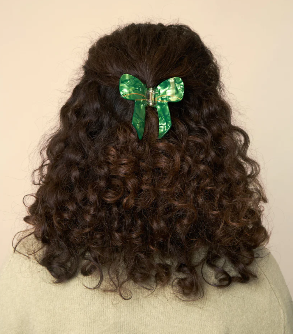 Green Bow Hair Claw