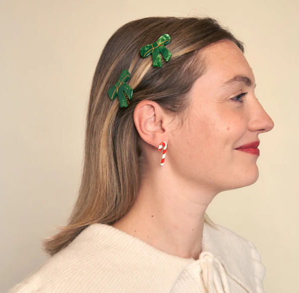 Green Bow Hair Clip