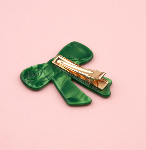 Green Bow Hair Clip