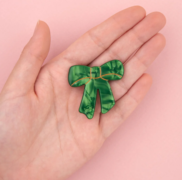 Green Bow Hair Clip