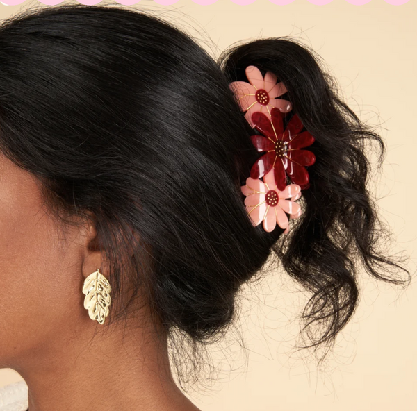 Pink Flowers Trio Hair Claw