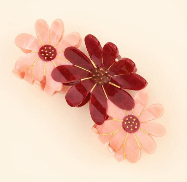 Pink Flowers Trio Hair Claw