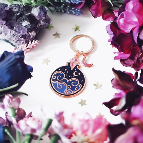 (WAREHOUSE SALE) Night Sky Potion Bottle Enamel Keyring