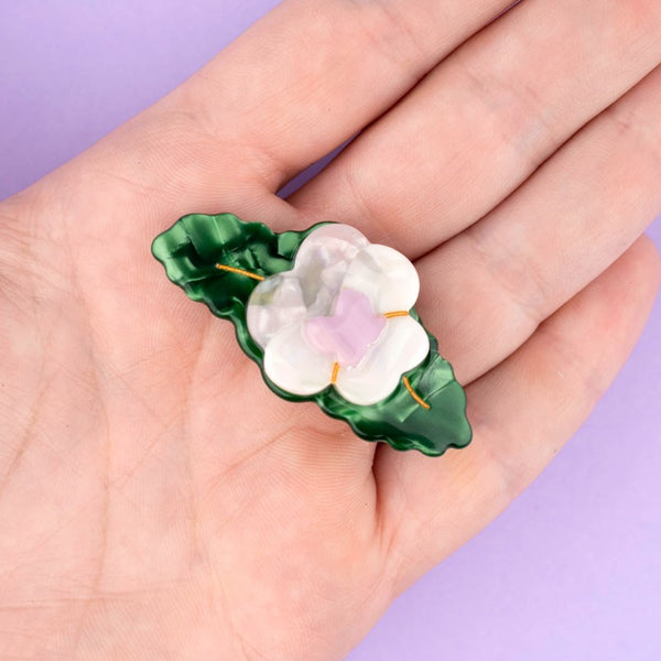 Pink Pansy Hair Clip