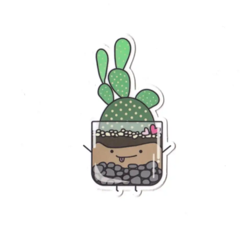 Terrarium Cacti Die Cut Sticker